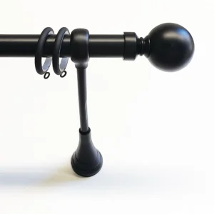 Gordijnroede-Set Bol Wand schwarz Ø 28mm, Länge individuell anpassbar